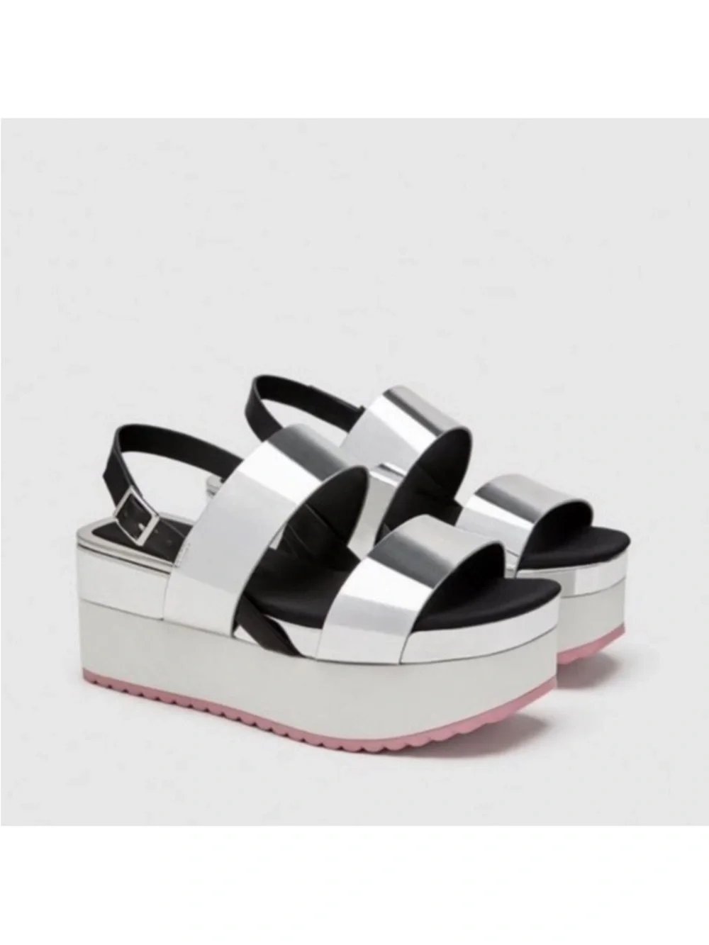 Zara Metallic Platform Sandals - Picture 1 of 7